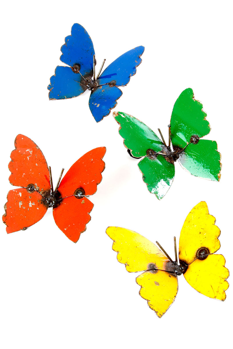SET OF 4 Recycled Metal Butterfly Wall Art Sculptures