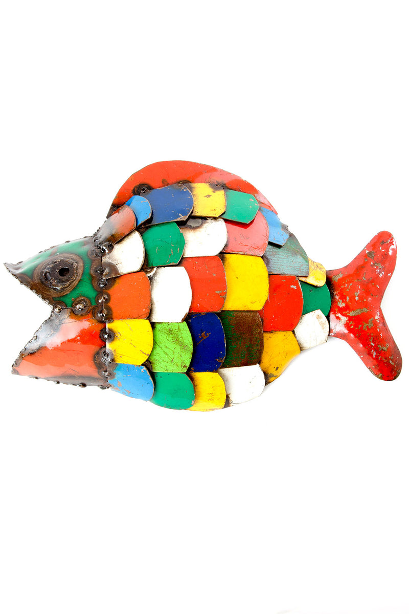 Colorful Recycled Metal Fish Wall Art Sculptures