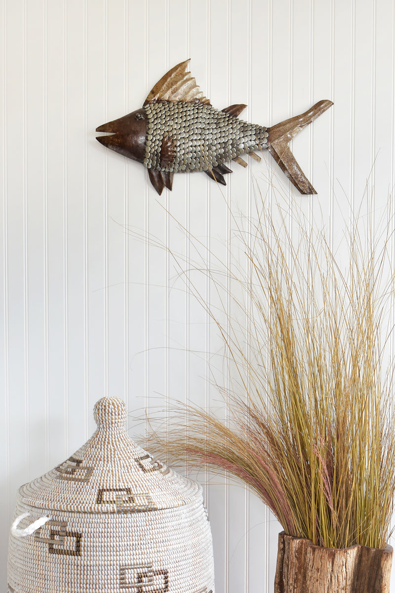 Intricate Recycled Metal Fish Wall Sculpture from Zimbabwe