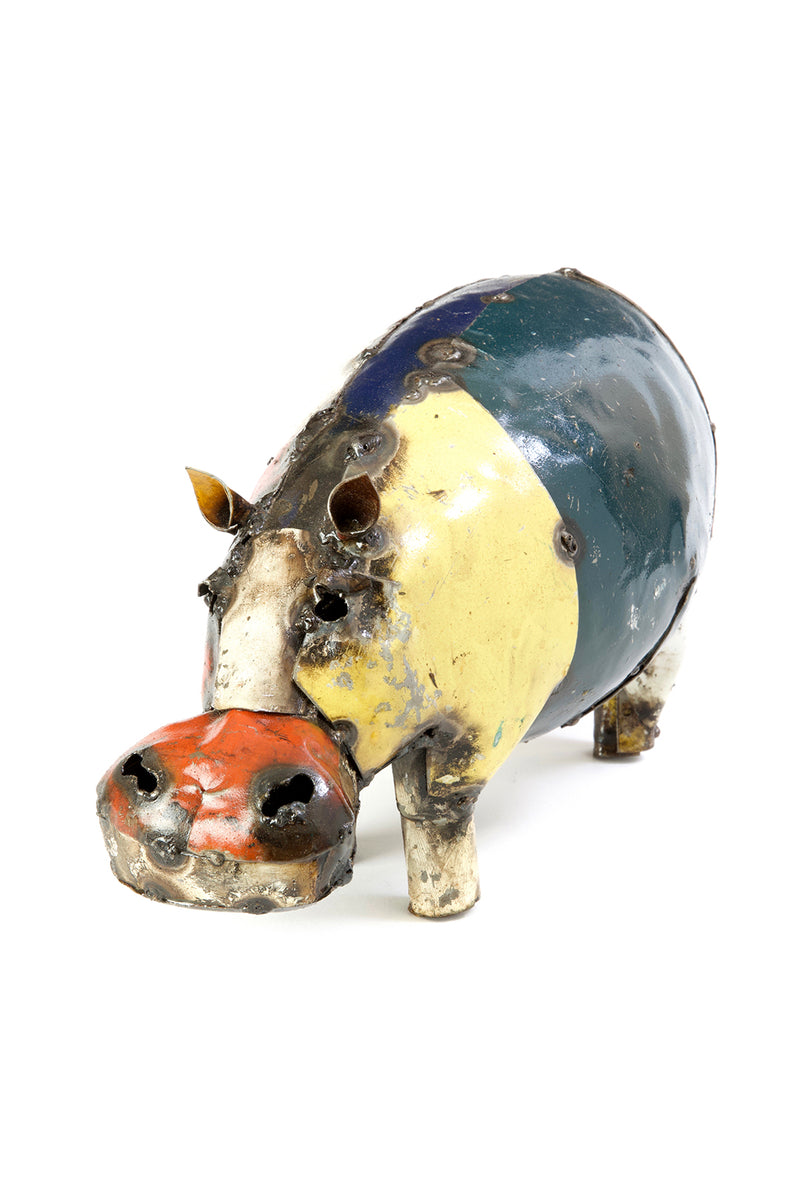 Colorful Recycled Oil Drum Hippo Sculpture