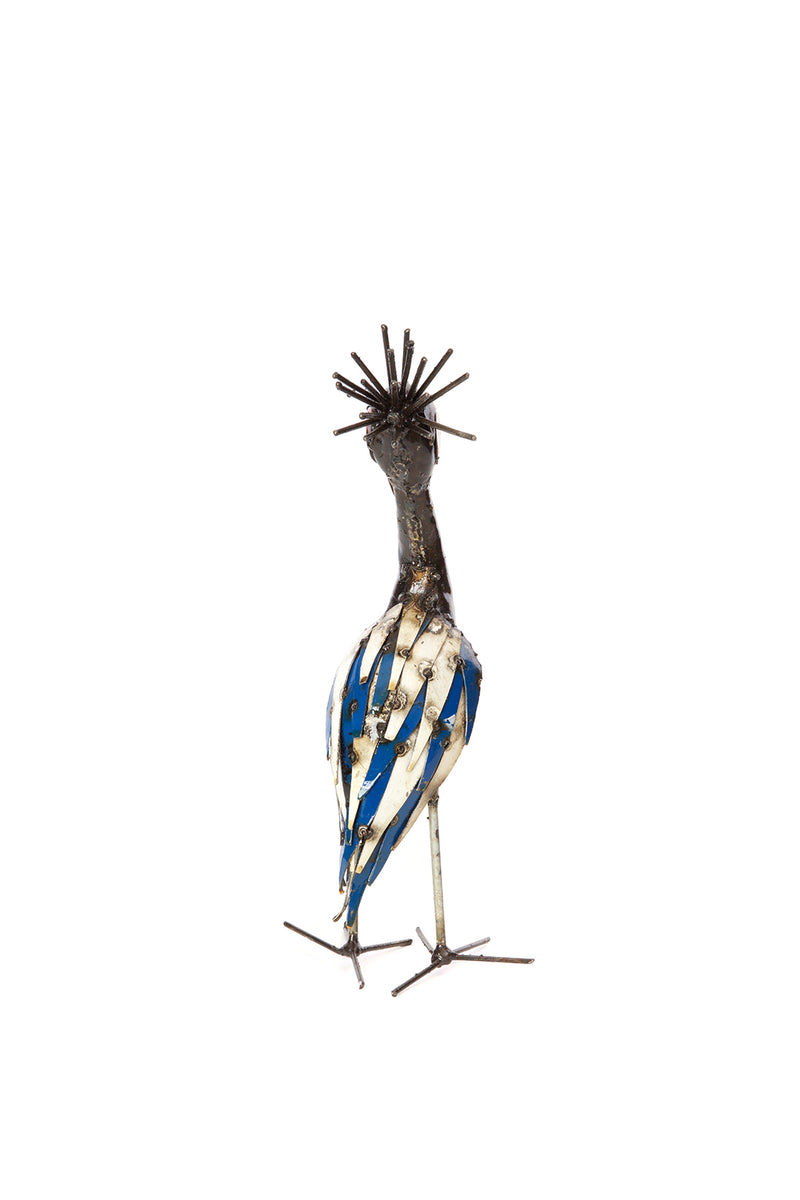 Recycled Metal Crowned Crane Sculptures