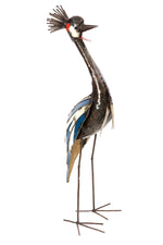 Recycled Metal Crowned Crane Sculptures