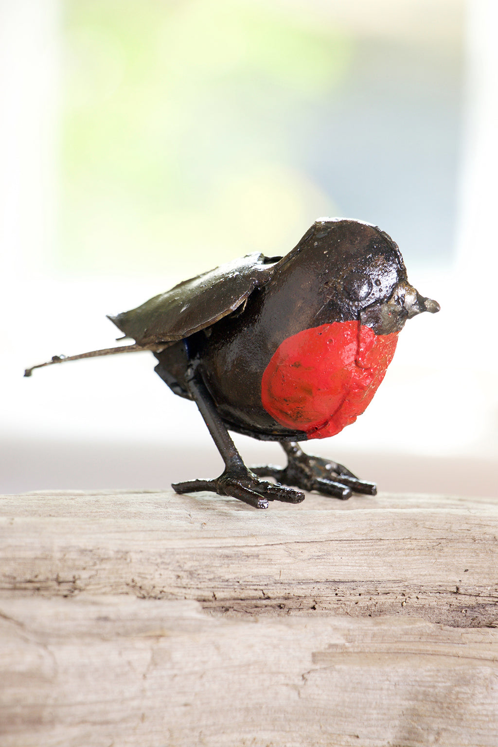 Tiny Recycled Metal Robin Sculpture