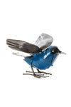 Blue Recycled Metal Fluttering Bird Sculpture