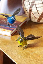 Blue Recycled Metal Fluttering Bird Sculpture