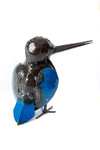 Large Blue Recycled Metal Malachite Kingfisher Bird Sculpture