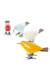 Set of Four Colorful Painted Stone and Metal Birds