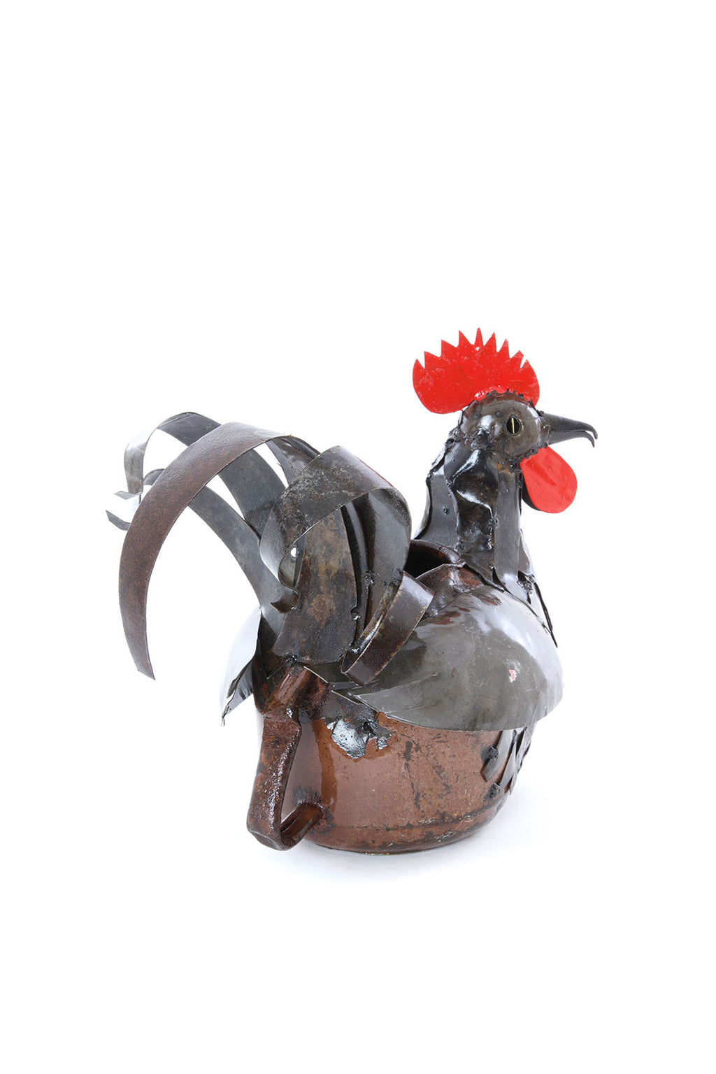Small Sitting Rooster Teapot Planter from Zimbabwe