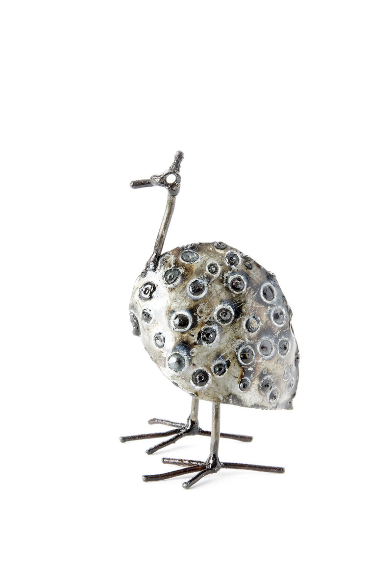 Small Recycled Metal Guinea Fowl Bird from Zimbabwe