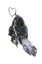 Recycled Metal Robin with Open Heart