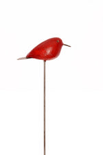 Red Stone and Metal Bird Garden Stake