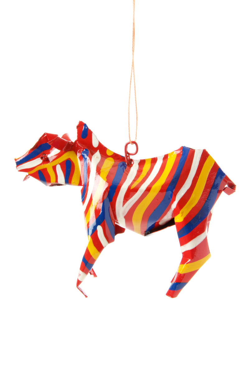Colorful Aluminum Zebra Ornament