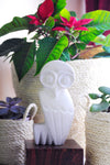Hand Carved White Serpentine Owl Sculptures