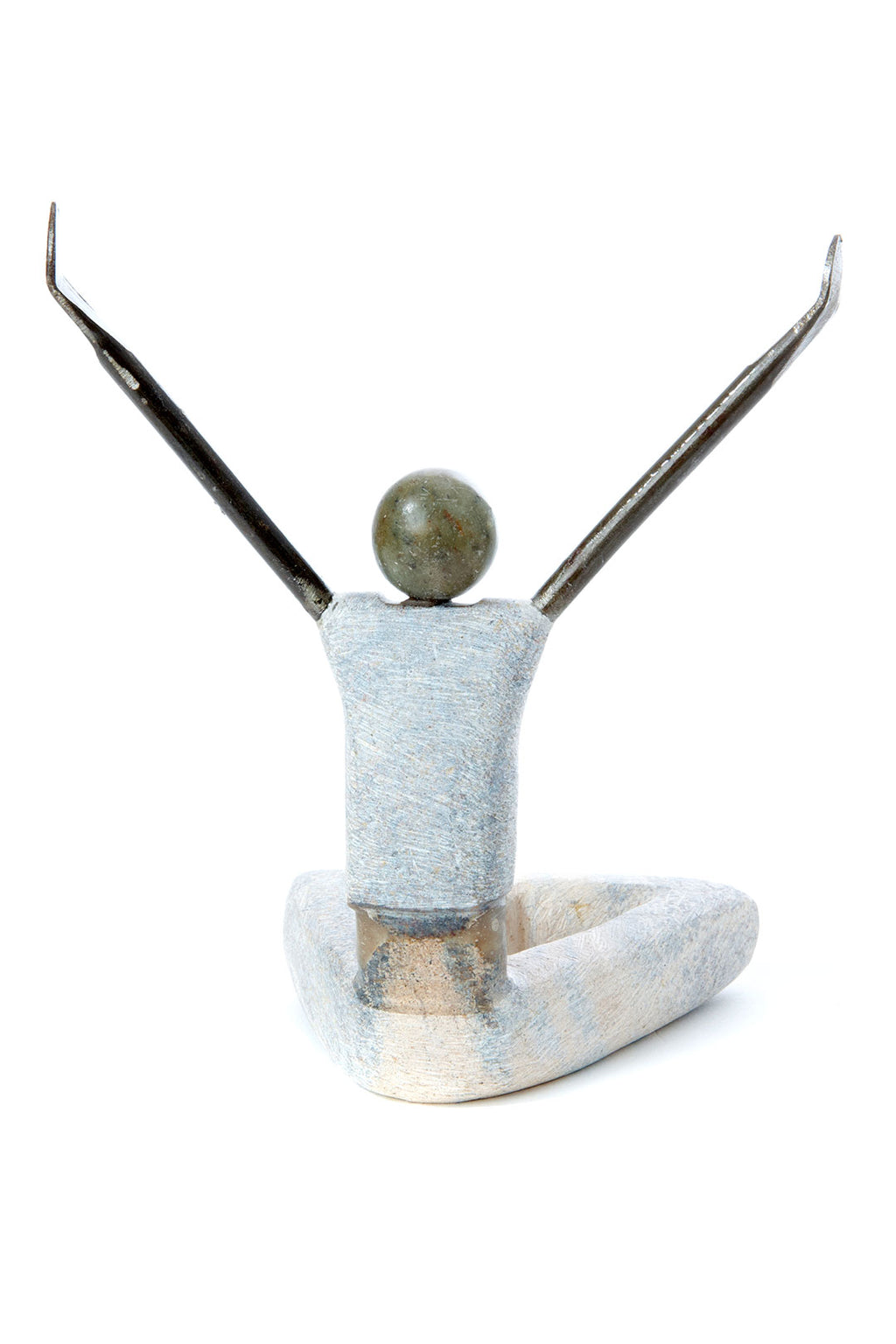 Stone and Metal Yogi Sculpture with Outstretched Arms