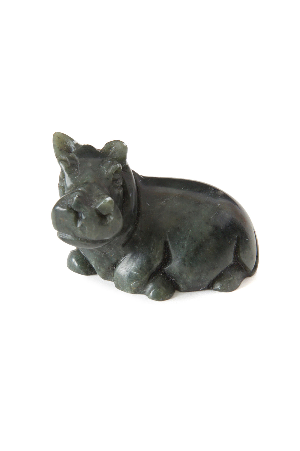 Tiny Zimbabwean Serpentine Hippo Sculpture