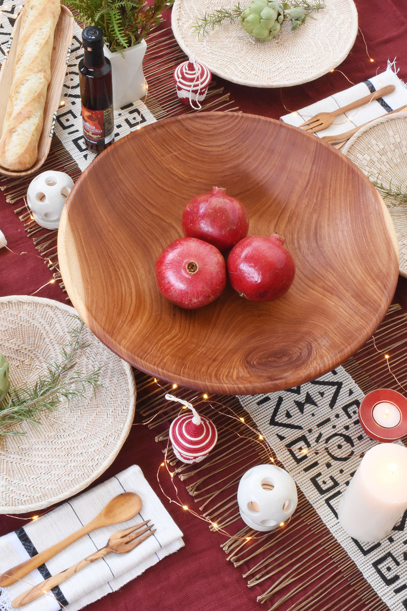 Large Mahogany Wood Salad Bowl from Zimbabwe