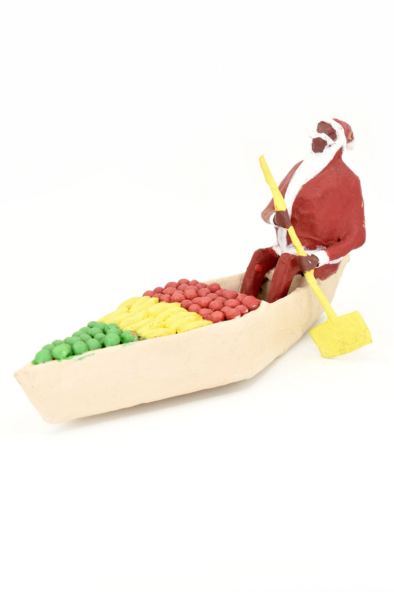 Boating Santa Zambian Papier-Mache Sculpture